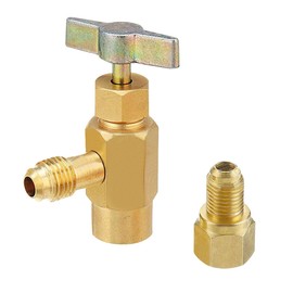 ZIMISI R1234YF Self-Sealing Can Tap Depressor, 1/4" SAE 1/2" LH Thread Valve Bottle Opener with 1/4" SAE Female to 1/2" Male Adapter, Car A/C R1234YF Refrigerant Recharge Kit for R134a R12 R22 Hoses