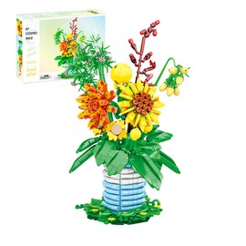 Flowers Bouquet Building Set, 876 PCS Bouquet of Sunflower with Vase, Office Home Artificial Flowers Decor Botanical Collection Building Toys, Gifts for Kids Adults Valentines Day Christmas Day