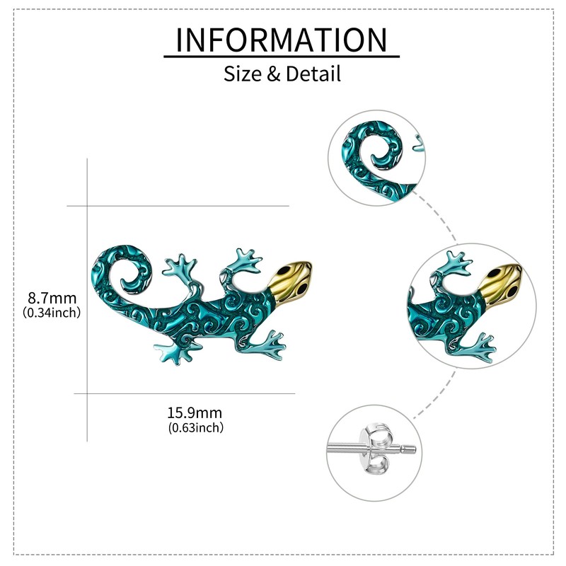 Lizard Earrings Sterling Silver Gecko Stud Earrings Animal Jewellery Gifts