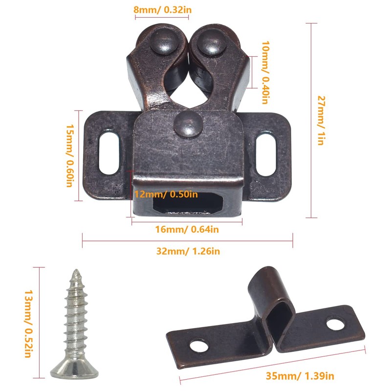 20Pack Double Roller Catch Door Latch Cold Rolled Steel Stay