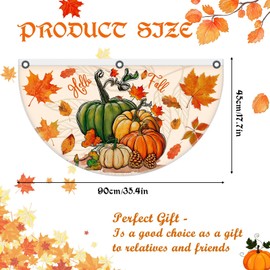4 Pack Hello Fall Fan Flag Pumpkin Patch Bunting Flag Welcome Fall Harvest Time Half Fan Banner Thanksgiving Flag Decoration