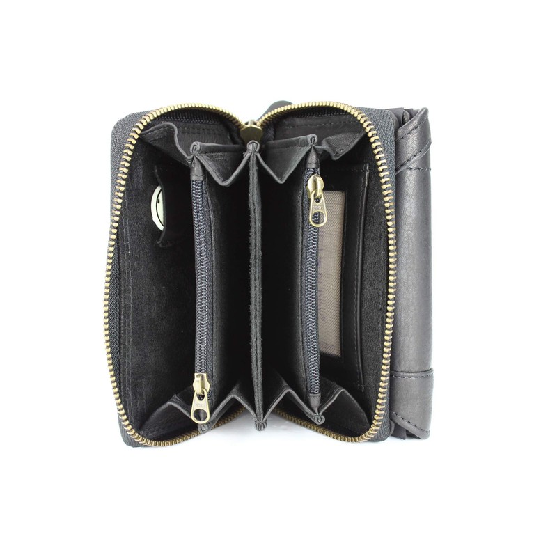High-quality vintage leather women's purse, thick and compact wallet made