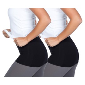 Mamaband, Kidney Warmer DOUBLE PACK for Keeping Kidney and Hip Area Warm & For Pregnancy, Elastic Hip/Body Warmer and Shirt Extension Up To 3 Sizes - black/black, size: 32-38