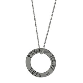Sterling Silver Faith Love Hope Circle Pendant Necklace Gifts for Women 18 Inch