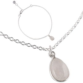 Züssi Simply Women's Moonstone Bracelet Made of Pure 925 Sterling Silver – Real Moonstone Gemstone Jewellery – Women's Bracelet in Teardrop Shape, Sterling Silver