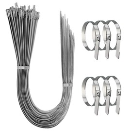 Aroono 38 inch-15PCS Heavy Duty Metal Zip Ties, 337lb Max Load, Large 304 Stainless Steel Cable Ties-Ideal for Exhaust Wrap, Chain Link, Fence Parts, Wire Fence Rolls, Poultry Fence Outdoor