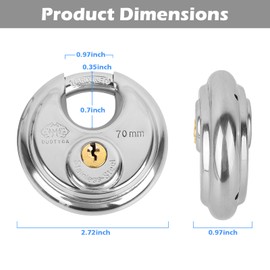 DuoTyga Discus Keyed Alike Padlock, 2-3/4 Inch Wide, Heavy Duty Stainless Steel Outdoor Disc Lock with Key for Storage Unit, Garages, Fence and Sheds, 24 Pack
