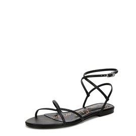Sam Edelman Women's Ellina Flat Sandal, Black Leather, 7