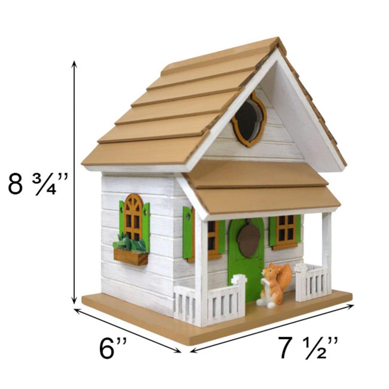 8.75" X 6" 7.5" Squirrel Cottage Birdhouse White 7.5"x8.75"x6" Deck