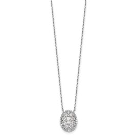 Sonia Jewels Real 925 Sterling Silver CZ Cubic Zirconia Oval 18in Pendant Necklace Charm Chain - with Secure Lobster Lock Clasp 18" (Width = 0mm)