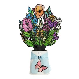 Lovepop Everyday Suncatcher Bouquet for Her and Him - 3D Greeting Cards for Boys, Girls, Men, Women - 12" Garden Glow Stained Glass Bouquet - Blank Notecard Included