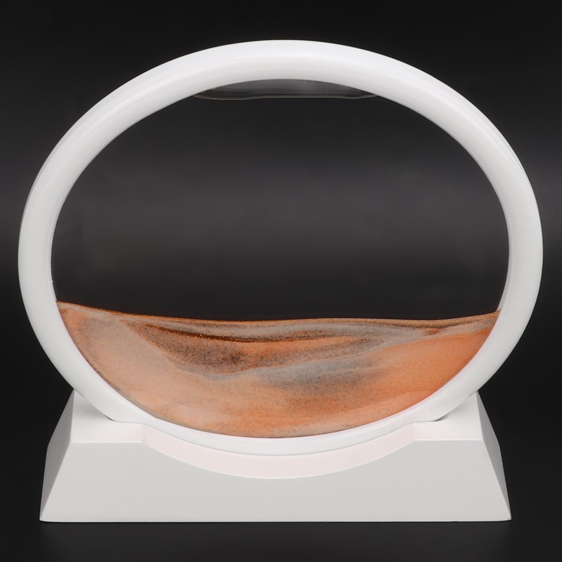 Moving Sand Art Round White Frame 3D High Transparent Glass