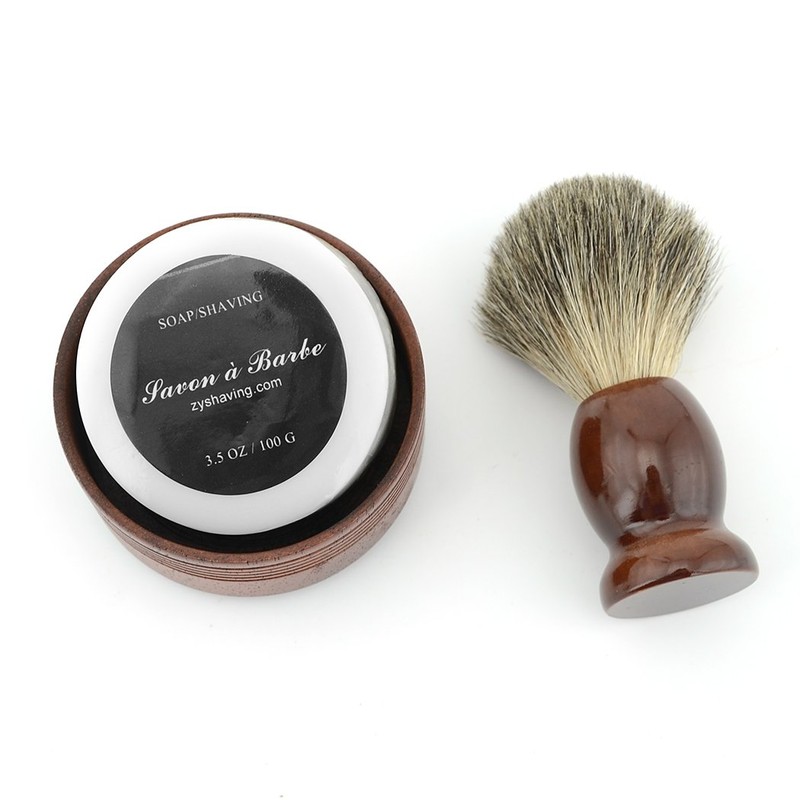 Pure Badger Hair Shaving Brush Natural Wood Mug Bowl Hand-Made