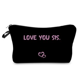 Livel lhood Love You Sis Makeup Bag Small Organizer Bag Toiletry Zipper Pouch Inspiring Slogan Chic Cosmetic Bag Present for Sisters Besties Women Friends, hzt0612