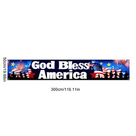 BlissYard God Bless America Banner 118 x 20 inch 4th of July Decorations Outdoor National Independence Day Yard Sign Party Supplies Patriotic Hanging Decor Porch Balcony Backyard Lawn Garden