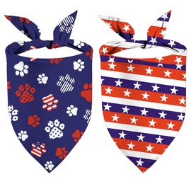 4th of July Dog Bandanas, Double Sided 2 Pack Holiday Patriotic Dog Kerchief Independence Day Dogs Gifts (03)