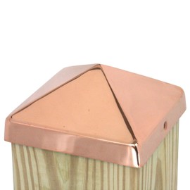 Copper Pyramid Post Caps (2-Pack) - Extended Lip - Solid Copper - Will Patina Naturally (7-1/2" x 7-1/2") (2, 8x8)