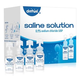 Solución salina al 0.9%, solución de limpieza salina para uso diario, solución salina normal para todas las edades, ampollas de 0.2 fl oz, 30 por caja