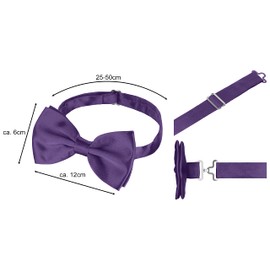 BomGuard Father Son – Partner Look Bow Tie Set, Adjustable with Hook Closure – Pre-tied and Adjustable, purple