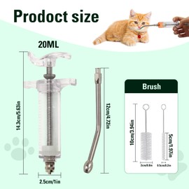 20ml Plastic Steel Feeding Syringe Kit With Nozzle, Adjustable Reusable Dispenser, Suitable For Cows, Goats, Sheep, Pigs, Horses, Dogs, Cats, And Small Pets (20ml)