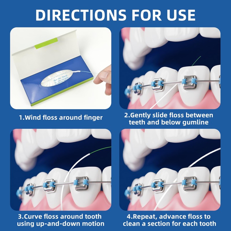 RioRand Dental Floss for Braces, Bridges, and Implants, PTFE &