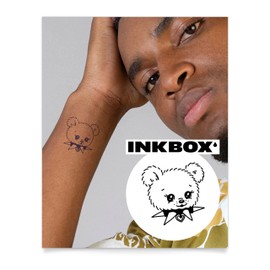 Inkbox Temporary Tattoos, Semi-Permanent Tattoo, One Premium Easy Long Lasting, Waterproof Temp Tattoo with For Now Ink - Lasts 1-2 Weeks, Love Bear, 2 x 2 Inches