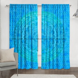 Sophia-Art Indian Tye Dye Ombre Mandala Hippie Curtains Bohemian Psychedelic Window Curtain Indian Drape Handmade Curtain Panel