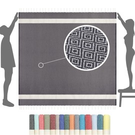 Beach Towels XXL Extra Large OVERSIZED 200x200 cm - Premium Quality | Holiday Essentials Travel Towel - Cotton Fouta Towel + Picnic Blanket Sand Free, Swim Sun Lounger Towels Men Women | Throw Blanket