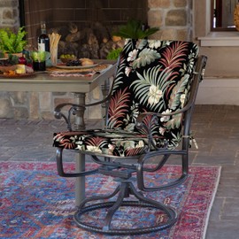 Arden Selections Outdoor Dining Chair Cushion 20 x 20, Rain-Proof, Fade Resistant 20 x 20, Simone Black Tropical