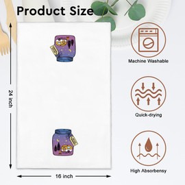 WUUCKOO 2PCS Happy Camper Funny Kitchen Towels, Collect Memories Camping Kitchen Towels Dish Towels Dishcloth, Camping Hand Towels for RV Campers Lovers Adventurers Home Decorations Gifts