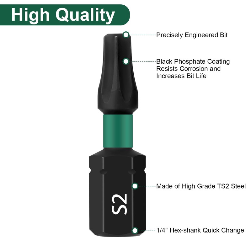 UBESTHS Torx Bit T30, Screwdriver Bits Set 25 Pieces, 1/4
