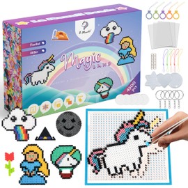 La Manuli Ironing Beads Set - 4500 Pieces Ironing Beads for Girls Children, 5 mm Midi Pegging Beads, Complete Craft Set for Girls, 24 Colours Sorting Box with 1 Large and 3 Small Plates, 25 Templates