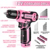 Pink Tool Set: Tool kit with 12V Cordless Drill Set