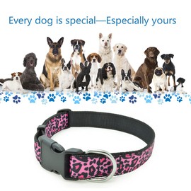 DWOOFG Pretty Dog Collar for a Girl Dog, Sturdy Durable with Buckle Camouflage Design, Pink Dog Collars for Small Medium Large Dogs, Premium Adjustable Polyester Pet Collar