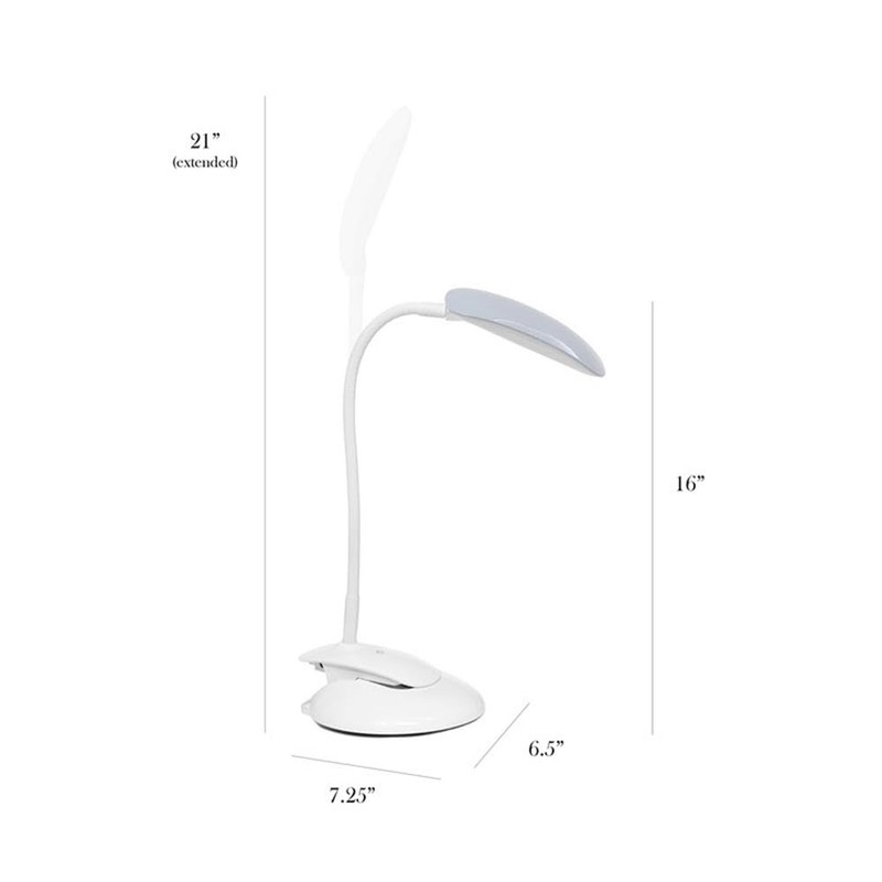 Simple Designs LD2021-GRY Flexi Rounded Clip Light LED Desk Lamp,