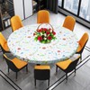 Round Table Protector Wipeable Circle Tablecloth Elastic Edged Fitted Table