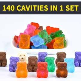 CAKETIME Gummy Bear Molds Candy Molds - 1 Inch Gummy Molds Bear Large Chocolate Molds Silicone 4 Pack LFGB Pinch Test Approved Best Food Grade Silicone