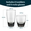 Libbey Classic Rocks and Tumbler Glasses Set of 16, Smoke