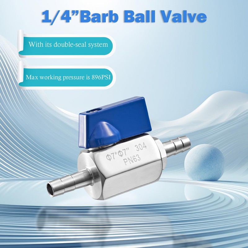 1/4”Barb Ball Valve - Stainless Steel Hose ID Barb Mini