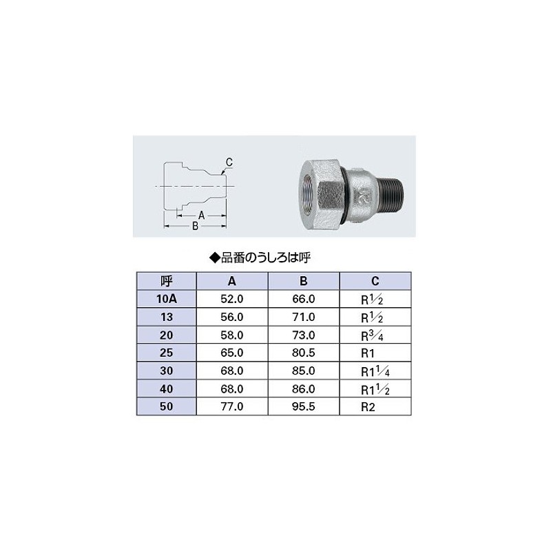Kakudai 649-846-20W Steel Pipe Fitting, 3 Pipe Joint Male Adapter,