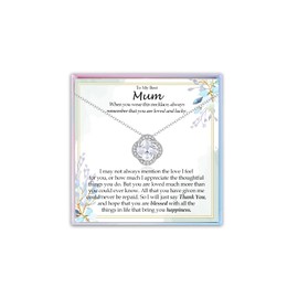 YBISNAIRE Mum Gifts from Daughter Son, Gifts for Mum Silver Knot Lucky Pendant Necklace Jewellery Gift for Mummy Presents for Women on Mother's Day Birthday Christmas St Patrick's Day