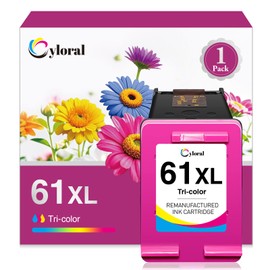 Cyloral 61XL Color Ink Cartridge Works with HP 61 XL for Envy 4500 5530 4502 5535 5534 officejet 4630 4635 Deskjet 1000 1010 1510 3000 Printer High Yield for Remanufactured HP 61 XL (1 Tri-Color)