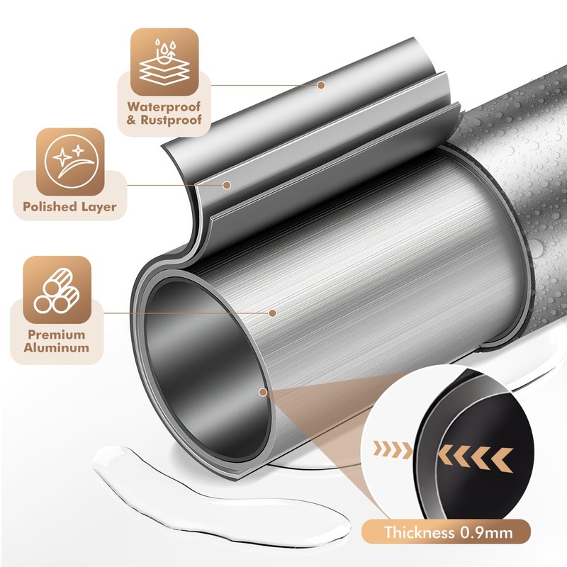 Bonpally Curved Shower Curtain Rod 40-72 Inches Adjustable, Aluminum Shower