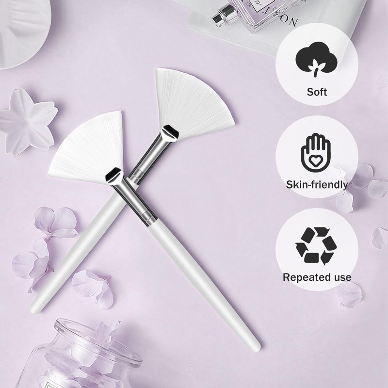 24 Facial Fan Brushes for Mask Application White