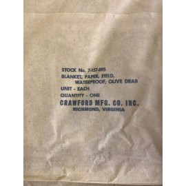crawford mfg Vtg 92" x 70" Military Civil Defense Waterproof Olive Drab Paper Field Blanket