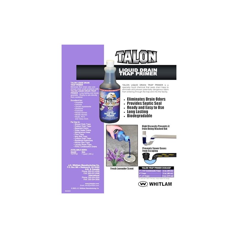 Fast-Trac TALON TDTP32 Liquid Drain Trap Primer-32 Ounce, BLUE