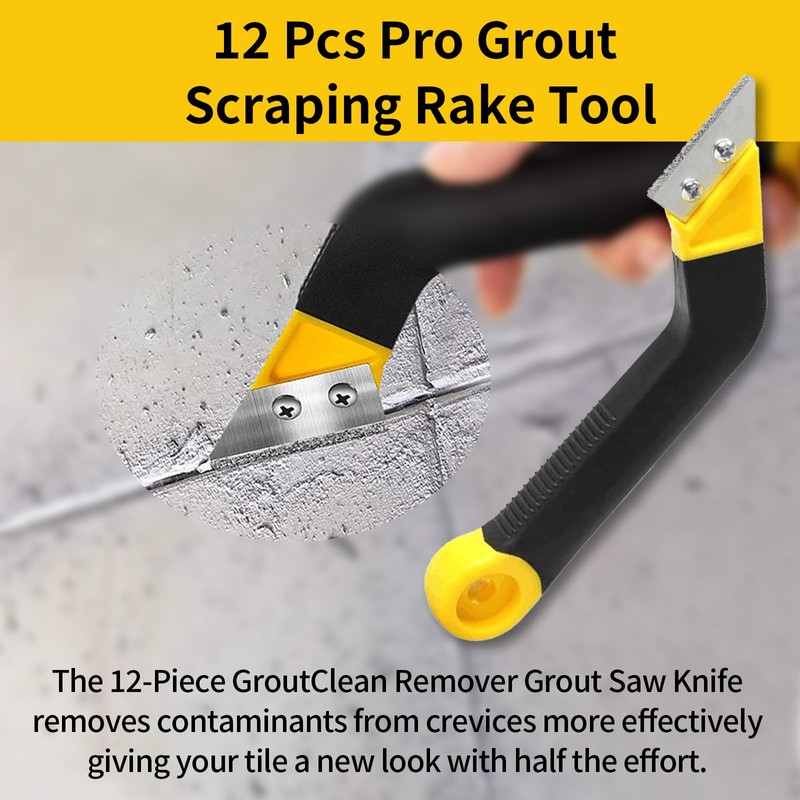12 Pcs Pro Grout Scraping Rake Tool, Grout Rake with