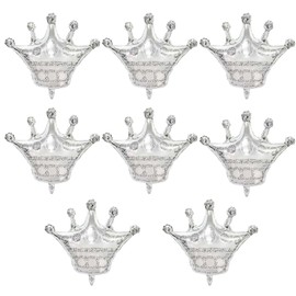 8PCS Large Silver Crown Foil Balloons Party Decorations For Birthday Party Anniversary Wedding Bridal Shower Supplies