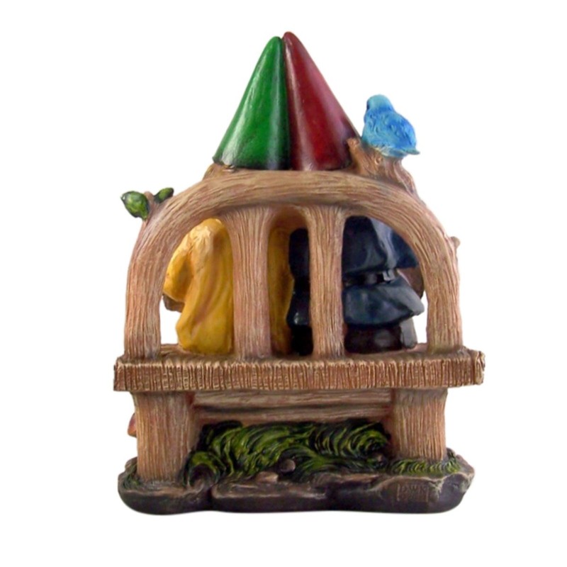 MOSKILA Sitting Gnome Couple Garden Statue 11.5 Inch Multicolored Resin