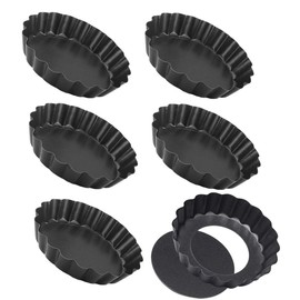 Emwel Tart Tins 6 Packs Tart Pans 4 inch Removable Bottom Quiche Pans Non-Stick Round Carbon Steel Tart Tins